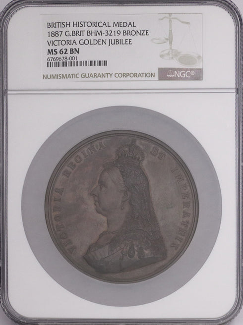 イギリス 1887年 ヴィクトリア女王 即位50周年記念 銅メダル MS62BN:6769678-001-UNIVERSAL COIN